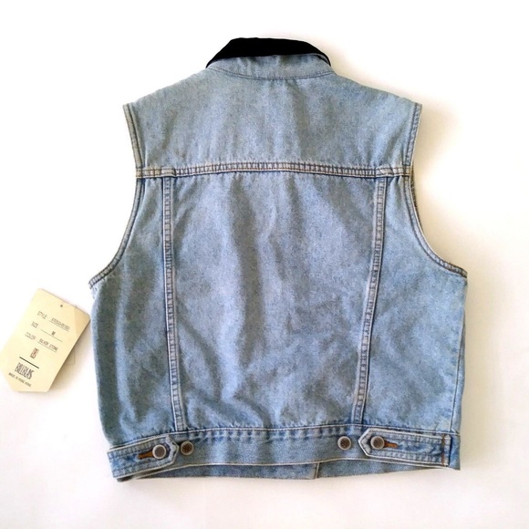 SOLD!!  VTG 80s 90s BILL BLASS Denim Velvet Vest - Picture 2 of 8